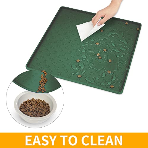 2 Pack Pet Placemat for Dog and Cat (11.8"L x 11.8"W - 2 Pack / Hunter Green)