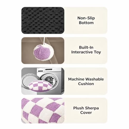 Cat Tunnel Bed with Washable Cushion for Indoor Cat (Purple)