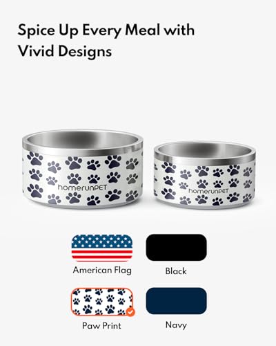Double Wall Stainless Steel Dog Bowls (32oz / Paw Print)