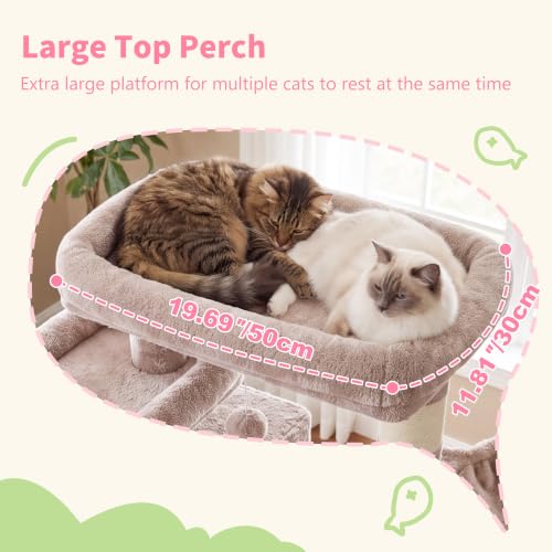 Cat Tree, 71-Inch-Tall Tower for Indoor Cats with 2 Perches HCT034MU (Rosy Brown / 71 inch)