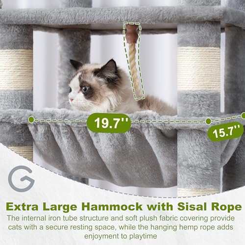 Cat Tree 63'' Cat Tower for Large Cats (63 inch / Light gray)