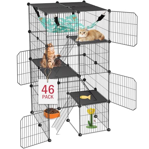 Cat Cage, 4-Tier DIY Cat Enclosures Catio,24"x24"x 48" Cat Playpen (24" L x 24" W x 48"H)