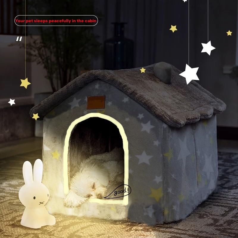 Dog House Indoor Puppy Cave Cat Nest Kennel Pet Bed Portabl Foldable (grey / S: Size fits 3.5kg/8lbs (Pets))