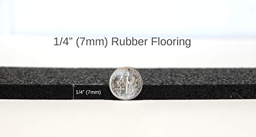 1/4in (7mm) Thick Solid Black 4' x 7' Heavy Duty Rubber Rolls, Protective Exercise Mats, Home Gym Rubber Flooring (4' x 7' / Solid Black)