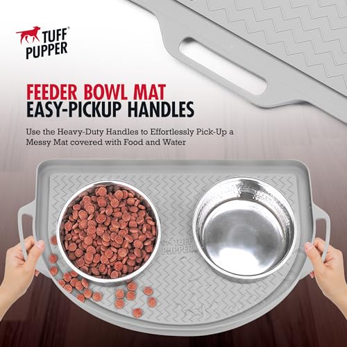 26x21 Large Waterproof Pet Feeding Mat (Gray / Semi Circle Large - 26" x 21")