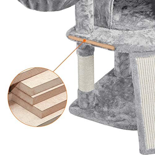 42in Cat Tree Tower for Indoor Cats (Light Gray)