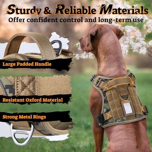 Tactical Dog Harness for Small Dogs (S(Chest:16.1"-31.5",Neck:15.4"-21.6",Back:7.1") / Brown Camo)