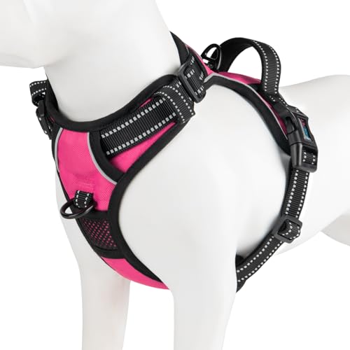 Reflective Dog Harness No Pull Large Breed Vest (Extra Large / Pink)