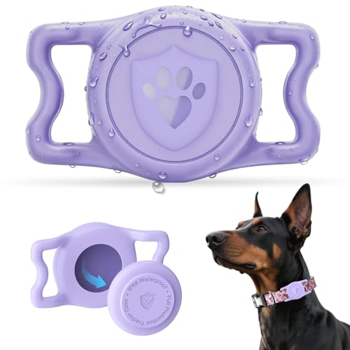 IP68 Waterproof AirTag Holder for Dog Collar (Purple)
