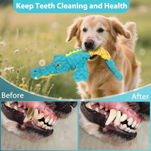Dog Toys Cute Alligator Dog Toy Tough Plush Puppy Toy for Playtime (Blue02)