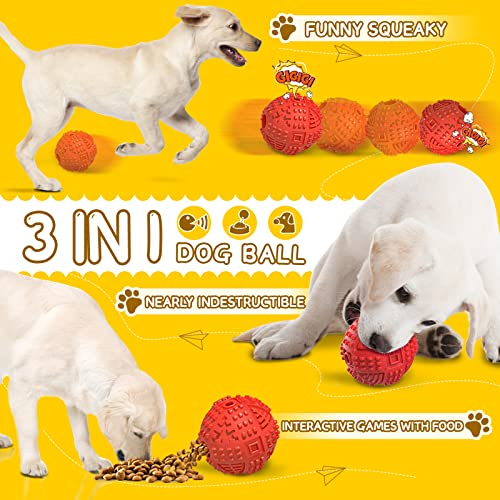 Dog Balls Treat Dispensing Dog Toys for Aggressive Chewers Large Breed (Large / Ball-Red)