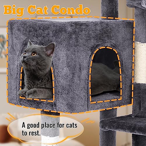 37.8" Cat Tree Tower (Light Gray)