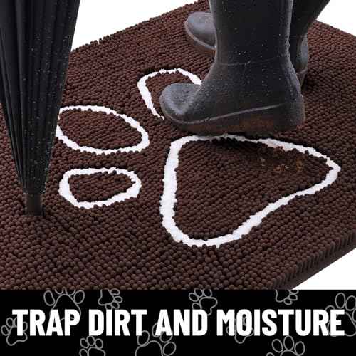 Dog Door Mat for Muddy Paws (70"X32" / Brown and White)
