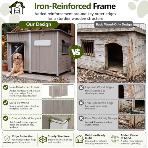 55" Insulated Dog House Outdoor for Large Dogs