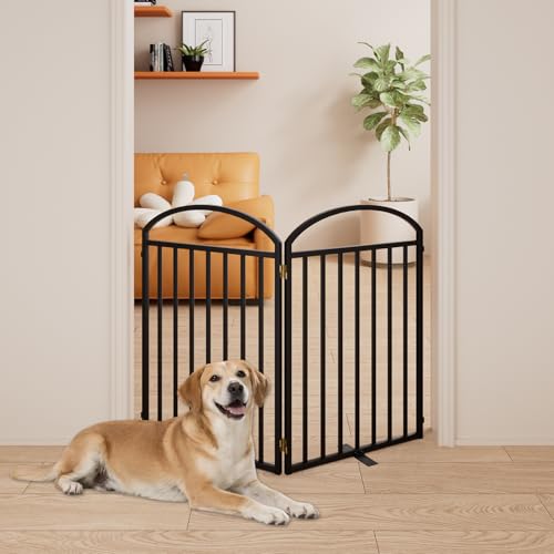 2 Panels Full Matel Freestanding Dog Gates (【2 Panels】48"W*32H" / Black)
