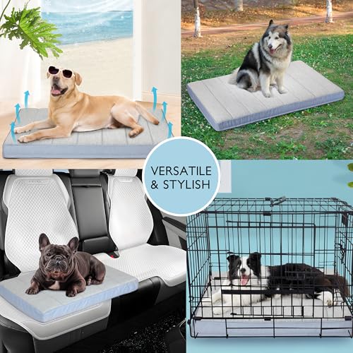 Cooling Dog Bed for X Large Dogs (Grey / 41"L x 27"W x 3"H)