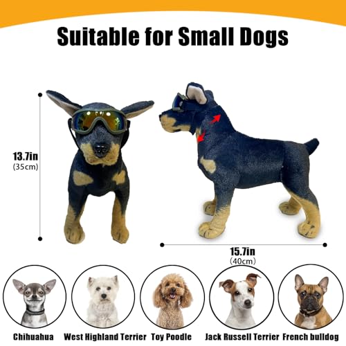 Dog Goggles Small Breed Dog Sunglasses Doggy UV Protection Glasses (Green Frame Red Lens)