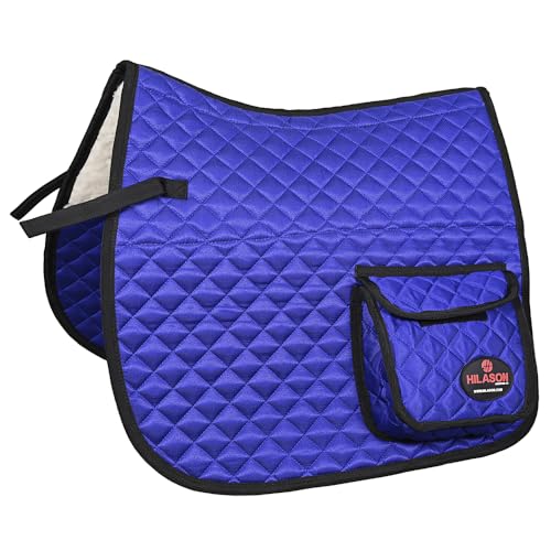 Western Horse Luxury Quilted Saddle Pads with Pockets (Royal Blue)