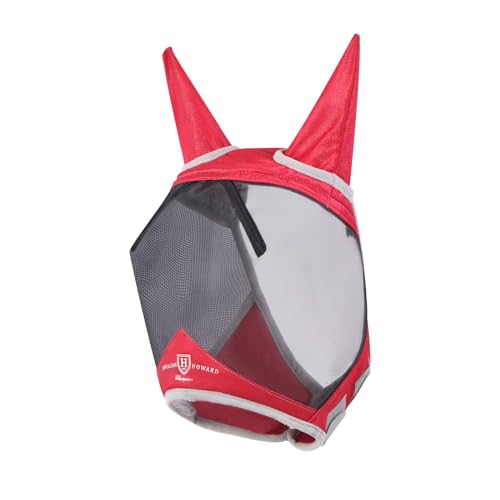CareMaster Pro Luminous Horse Fly Mask Large Eye Space Standard with Ears UV Protection for Horse Red S Pony (Red / Small (Yearling))