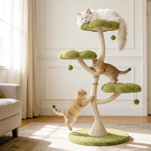 48" Flower Cat Tree (Green-3 Tiers)