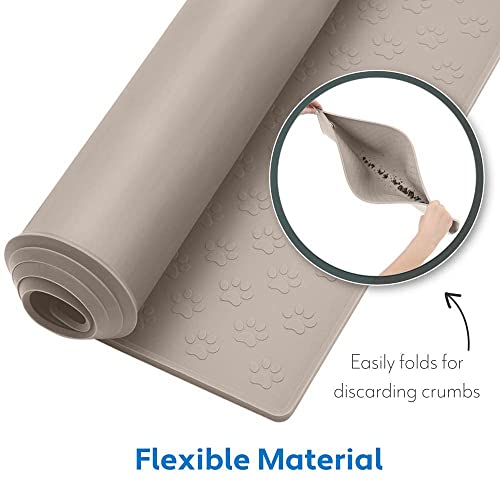 100% Waterproof Dog Food Mat (Beige / 24"L x 16"W)