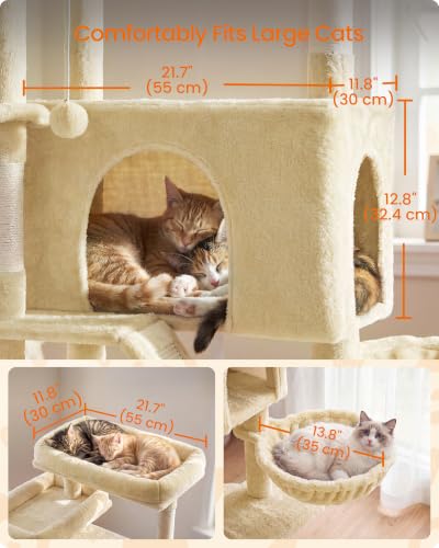 Large Cat Tree (Beige / 21.6"L x 17.7"W x 81.1"H)