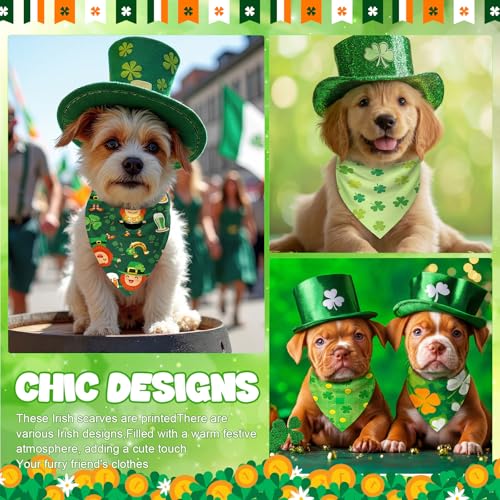 50 Pcs St Patrick's Day Dog Bandanas Bulk Green Shamrocks Bandanas for Dogs Triangle Kerchief Bibs Scarf for Pet Irish Costume Photo Props Pet Shops Groomer (St Patricks Day / 19.7 x 13.8 x 13.8'')