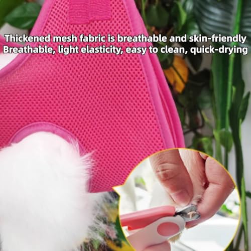 Rabbit Grooming Hammock with Safety Belt for Nail Clipping (Red / X-Small)