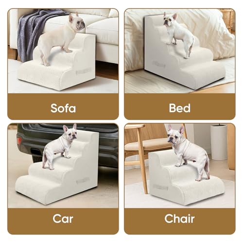 3 Step Pet Stairs for High Beds & Sofas (Beige / 3-step 15.7"H)