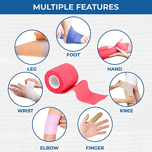 Self Adhesive Bandage Wrap (2 Inch Multicolor - 12 Pack)