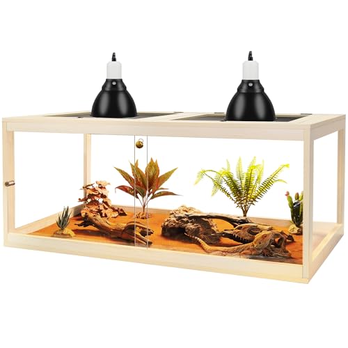 81 Gallon Reptile Terrarium Tank 48 Inch Lizard Tank Bearded Dragon Tank with Metal Mesh Roof Door (Oak / 81 Gallons)