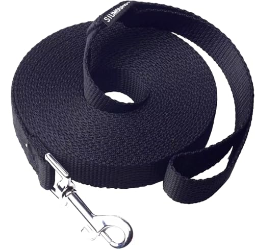 Dog Puppy Obedience Recall Training Agility Lead (Black / 15 Feet)