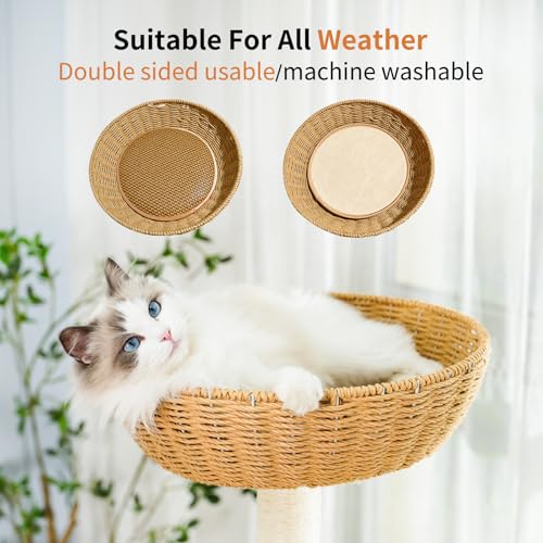 55.5 Inch Modern Cat Tree for Large Cats with Woven Basket Beds (3)