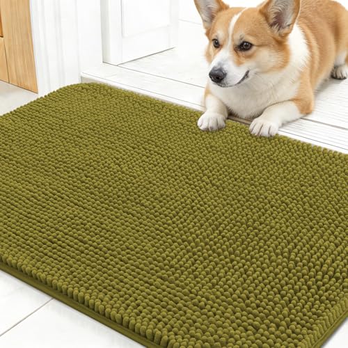 Dog Door Mat for Muddy Paws 30x17 (Willow Green / 30" X 17")