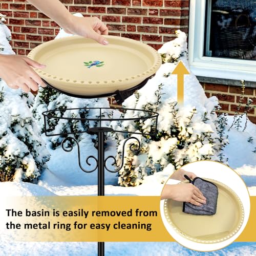 Heated Bird Bath for Outdoors Winter (Khaki)