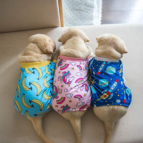 Small Dogs Outfit Soft Puppy Onesies Pjs Dog Pajamas Pet Coat Cat Apparel Comfy Doggie Jumpsuit Bodysuit for All Seasons (Pink unicorn / X-Small)