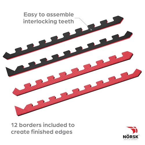 Reversible 1 2" EVA Foam Gym Floor Tiles (6 Tiles - 24 Sq. Ft. / Red / Black)