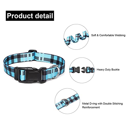 Adjustable Dog Collar (Small / Blue Plaid)