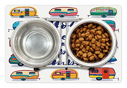 Camper Pet Mat for Food and Water (Indigo Yellow)