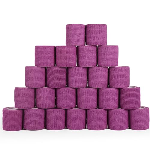 24 Rolls Elastic Self Adhesive Bandage Wrap 2 Inch (2 Inch-24 Count Purple)