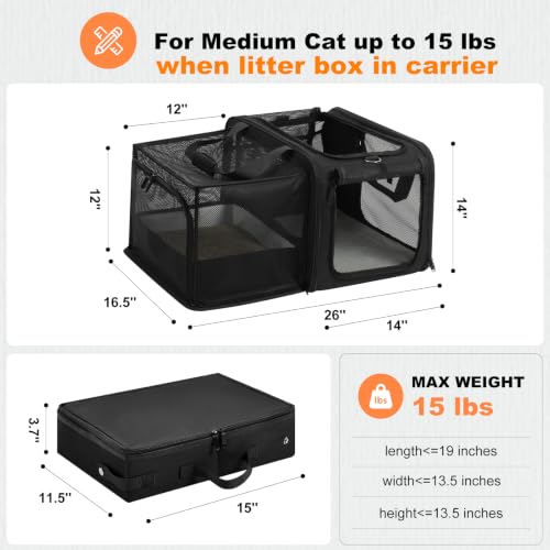 20x14x14 Expandable car cat Carrier (All black)