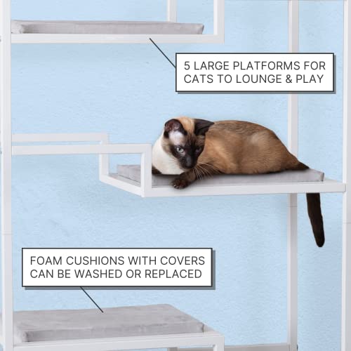 62 Inch Tall Metropolitan Cat Condo (White Frame)
