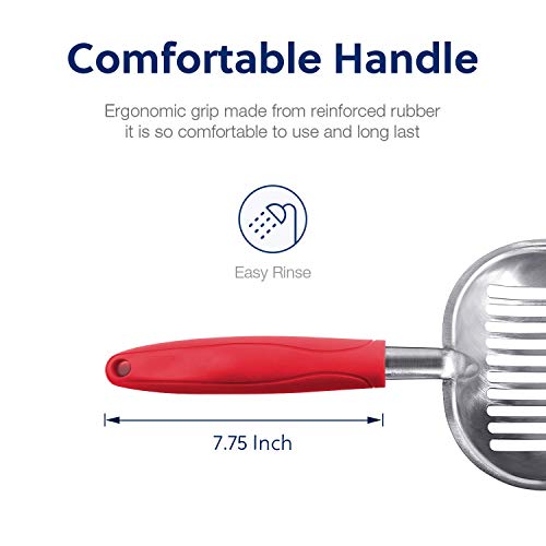 Cat Litter Scoop (Large / FLAT Aluminum \ #08 Red Handle)