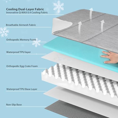 Cooling Dog Bed for X Large Dogs (Grey / 41"L x 27"W x 3"H)