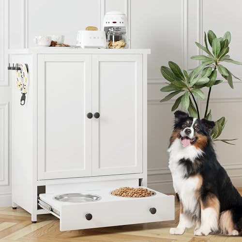 Dog Feeding Station with Storage (White)