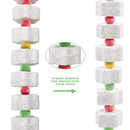 2 Pack Mineral Block Chew Toys with Colorful Beads and a Bell (Grey)