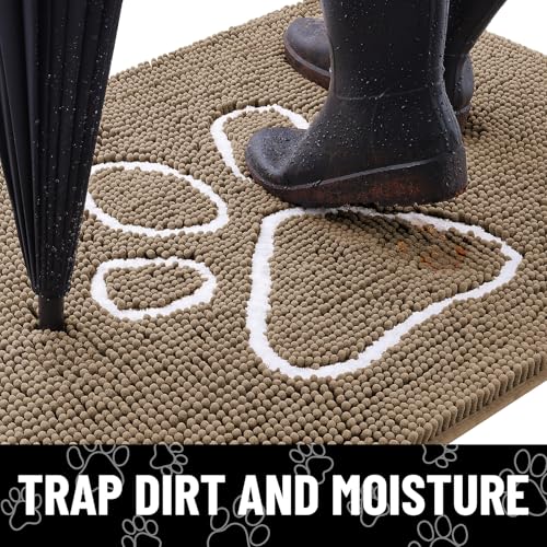 Dog Door Mat for Muddy Paws (70"X24" / Camel and Black)