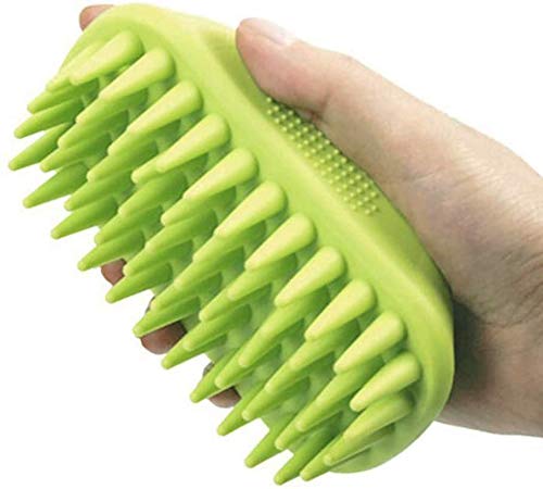 Pet Silicone Shampoo Brush for Long & Short Hair Medium Large Pets Dogs Cats (Green)