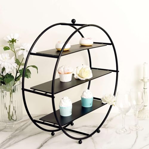 Efavormart 21" Matte Black Metal Tiered Cupcake Stand (3-Tier 21" / Matte Black)