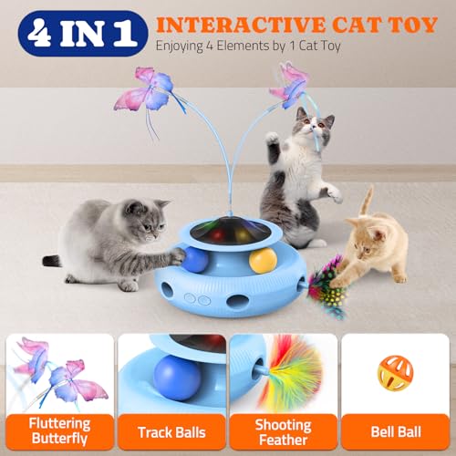 Cat Toys Automatic Interactive Kitten Toys for Indoor Cats (Blue)